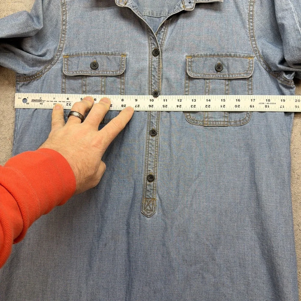 J Crew Chambray Shirt Dress Women's‎ Medium Blue Long Sleeve Utility Casual - Picture 4 of 8
